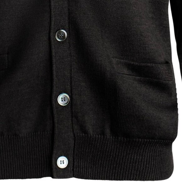 Viyella Merino Wool Button Front Cardigan - Black - XL - Picture 3 of 8